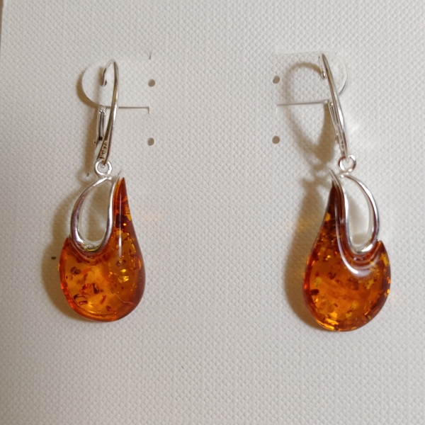 HWG-146 Earrings Dangles, Amber/Silver $61 at Hunter Wolff Gallery